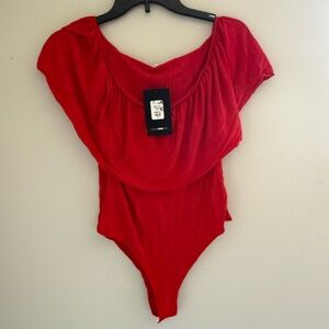Fashion Nova Red Draped Bodysuit